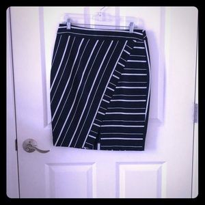 Blue striped pencil skirt